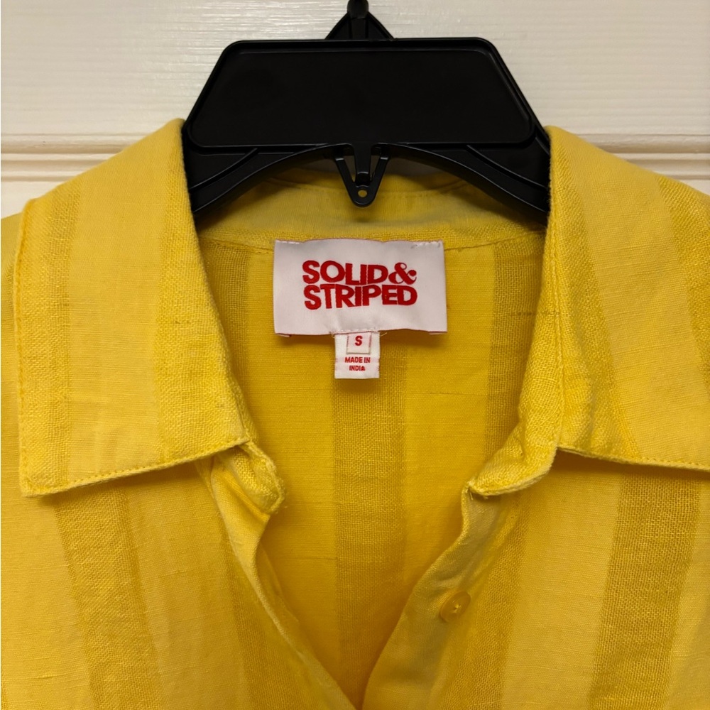 Solid & Striped Yellow Striped Cropped Short Slee… - image 3